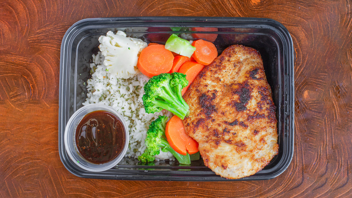 Bourbon Grilled Chicken, Rice & Veggies